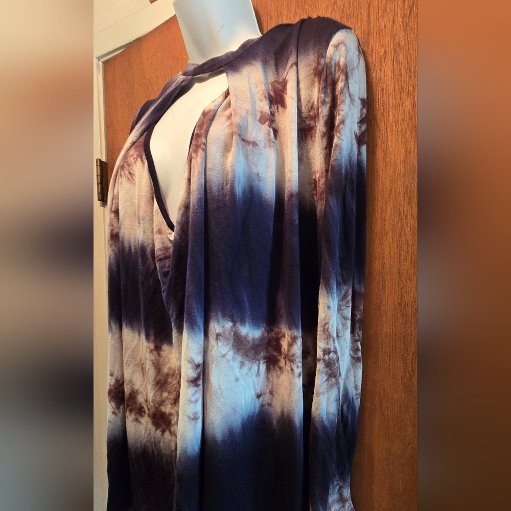 Body Central Navy&Cream Tie-Dye Tunic SzL - Picture 5 of 6